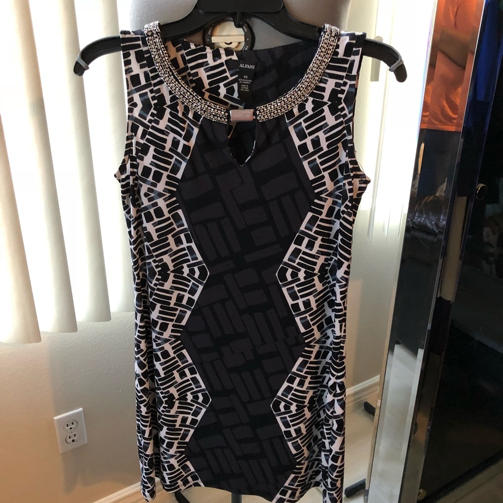 ALFANI Black and Cream Dress (Size XS)